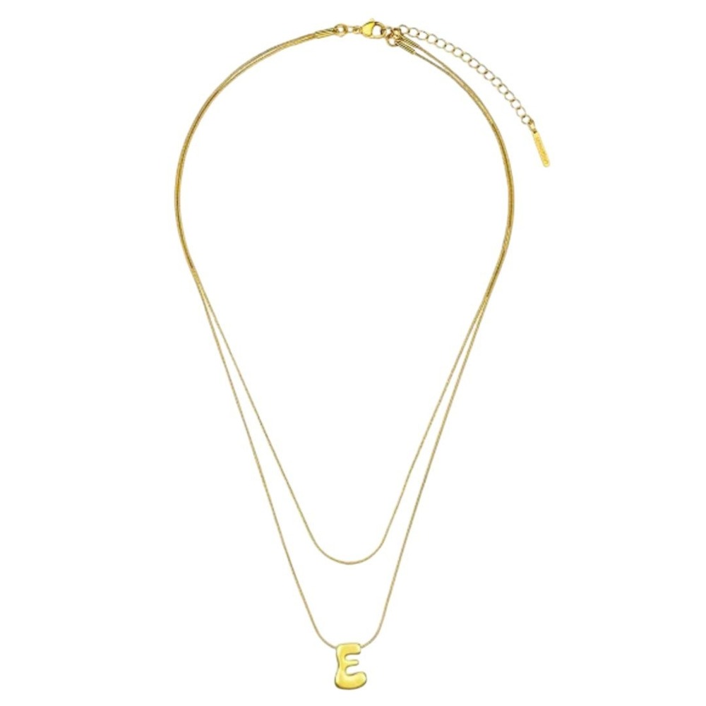 Unwritten x moda Sport Silver Tone Water Resistant Initial Layered Necklace E‎